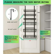 Over The Door Pantry Organizer, Pantry Organization and Storage, 6-Tier Deep Baskets Hanging Heavy-Duty Metal, Wall Spice Rack Seasoning Shelves for Home & Kitchen, Laundry Room Bathroom, Black