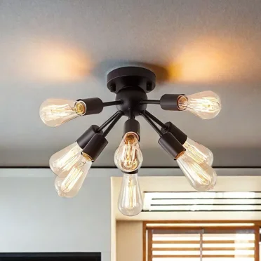 Mount Sputnik Ceiling Light with 8 Lights, Modern Antique Black Sputnik Industrial Ceiling Lamp