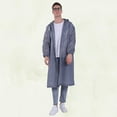thumbnail image 3 of Raindrops Grey Portable Adult Raincoat with Hood and Drawstring Waterproof EVA for Outdoor Activities One Size Fits Most, 3 of 8