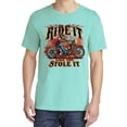 thumbnail image 2 of Wild Bobby, Ride It Stole It Biker, Cars and Trucks, Garment-Dyed Washed Look Short Sleeve Tee, Mint, Large, 2 of 5