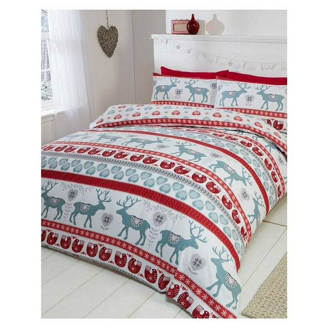 Rapport Housse de Couette de Noël en Coton Brossé Scandinave