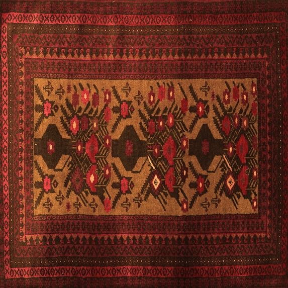 Ahgly Company Indoor Square Persian Orange Traditional Area Rugs, 7' Square