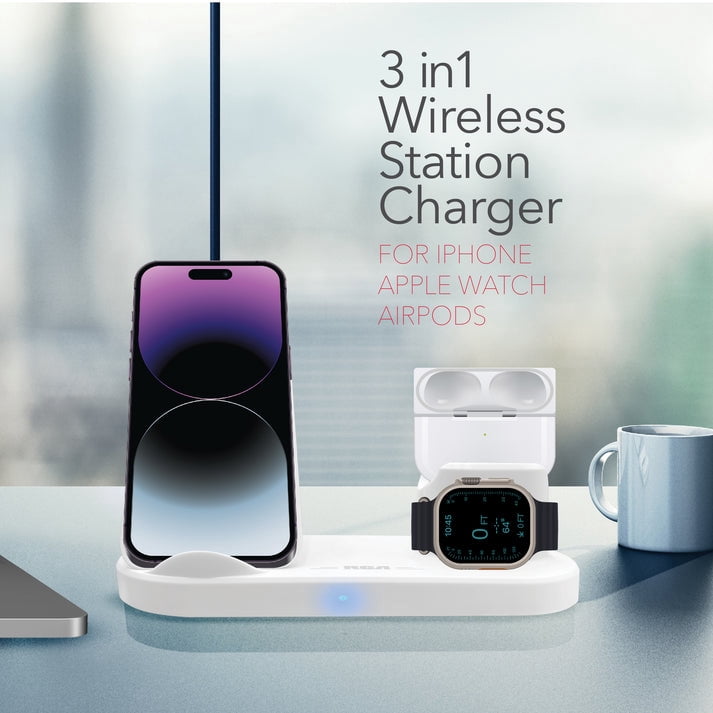 RCA RGB Wireless Charging Station, Magnetic Dock, White