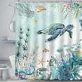 thumbnail image 2 of Avezano Sea Turtle Shower Curtain Ocean Animals Shower Curtain for Bathroom Underwater Coral Octopus Shower Curtain Set with 12 Hooks, 72x72 Inches, 2 of 5