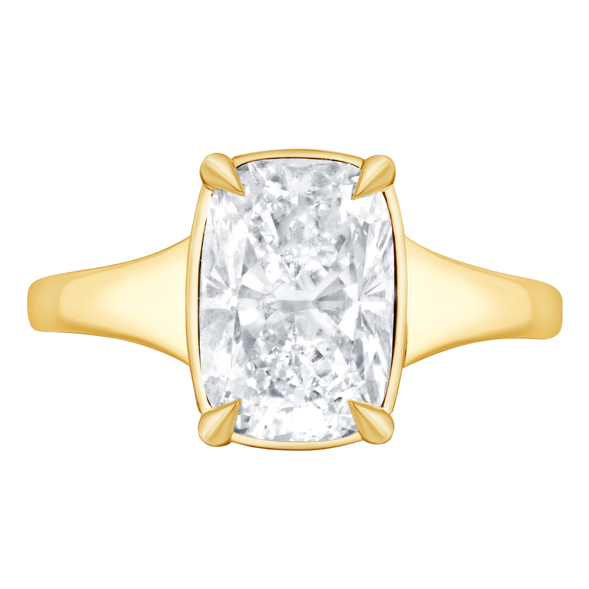 Brilliance Fine Jewelry Women's 3 Ct. Elongated Cushion Cut Lab Grown Diamond Ring in Gold Vermeil