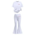 thumbnail image 4 of Two Piece Sets for Girls Short Sleeve Bow T-Shirt Top and Flared Pants Sets Spring Clothes Kids Clothes Girls 8-9 Years, 4 of 5