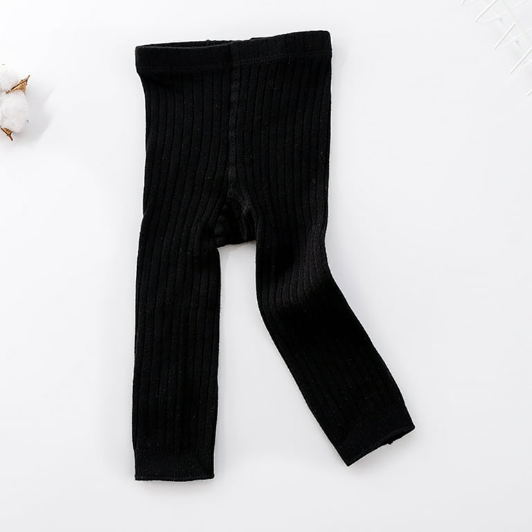 Actoyo Girls Toddler Baby Basic Ribbed Knit Leggings Footless Tights Kids  Little Girls Bottom Long Pants Black 1-3 Years