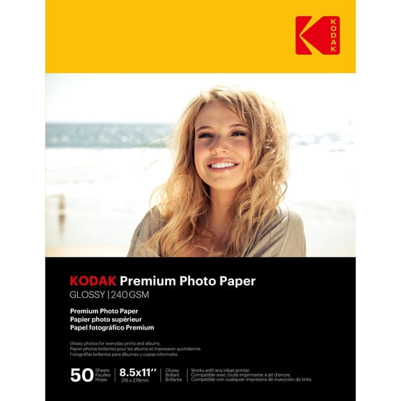 KODAK Photo Paper Gloss 8 1-2 x 11 Ultimate Premium 50 count, 64lb-240 g/m2 (41174)
