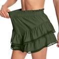 thumbnail image 6 of PWPSG Womens Elastic Waist Lace Trim Skort, Built-in Shorts with Ruffle Hem, Soft Fabric for Athletic Casual Wear Green M, 6 of 8