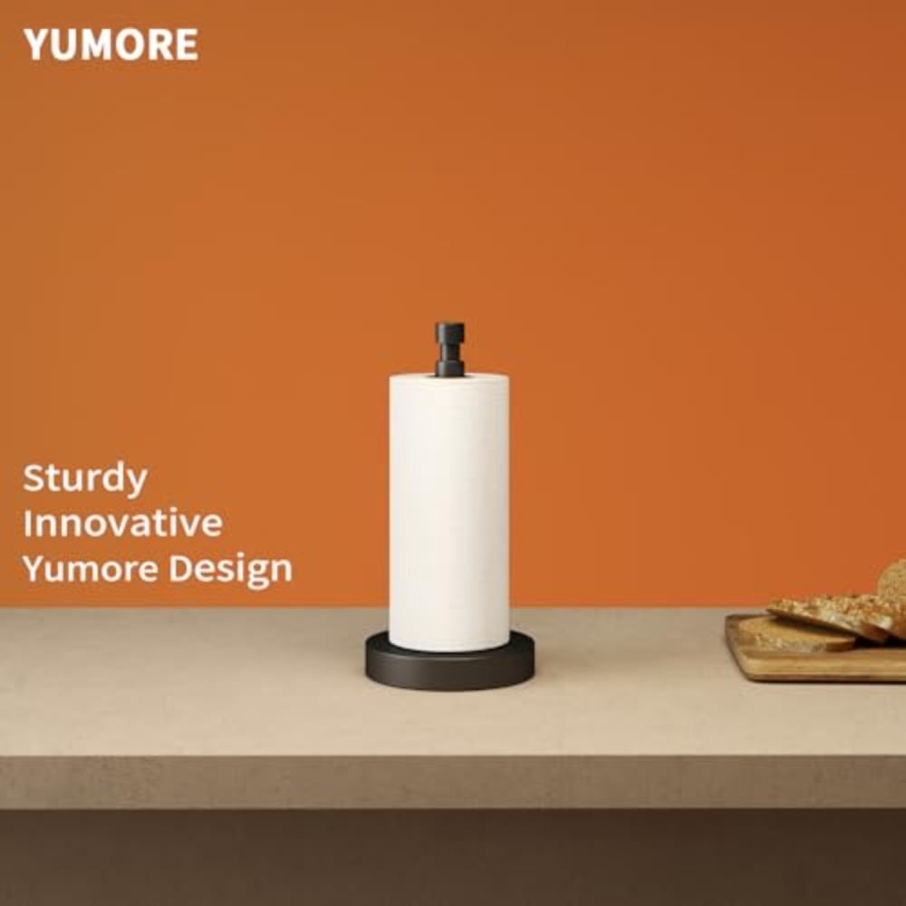 Paper Towel Holder Countertop  Black With Weighted Base Non Slip Standing Roll For Kitchen Bathroom Stainles Steel (matte Black)