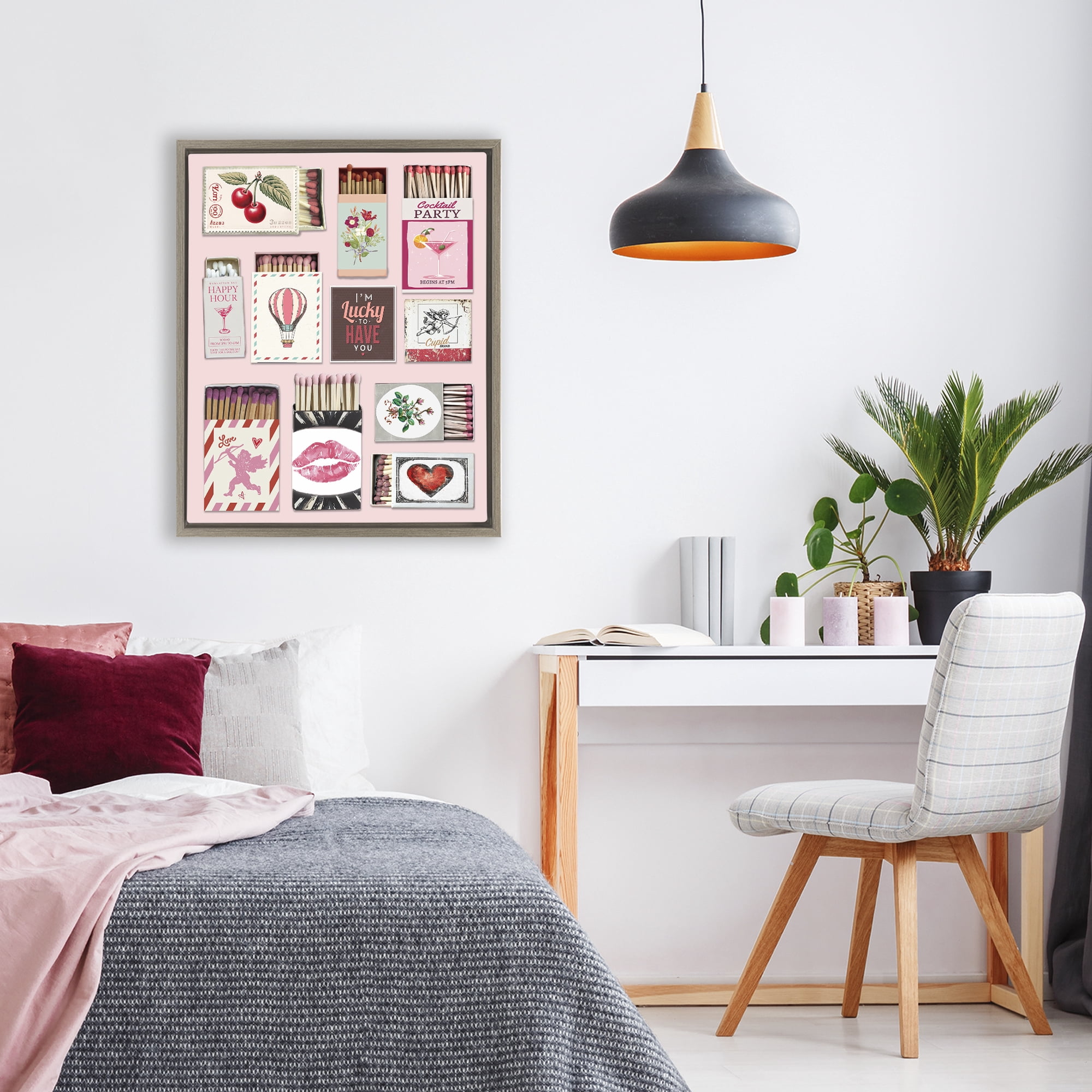 Stupell Industries Vintage Romantic Matchbox Collection Brown Framed Floater Canvas Wall Art, design by CAD Designs
