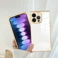 thumbnail image 3 of Case for iPhone 14 Pro Max Case Cute Plating Gold Case for Women Girls Soft TPU Shockproof Raised Full Camera Protection Electroplate Bumper Cover for iPhone 14 Pro Max-White, 3 of 14