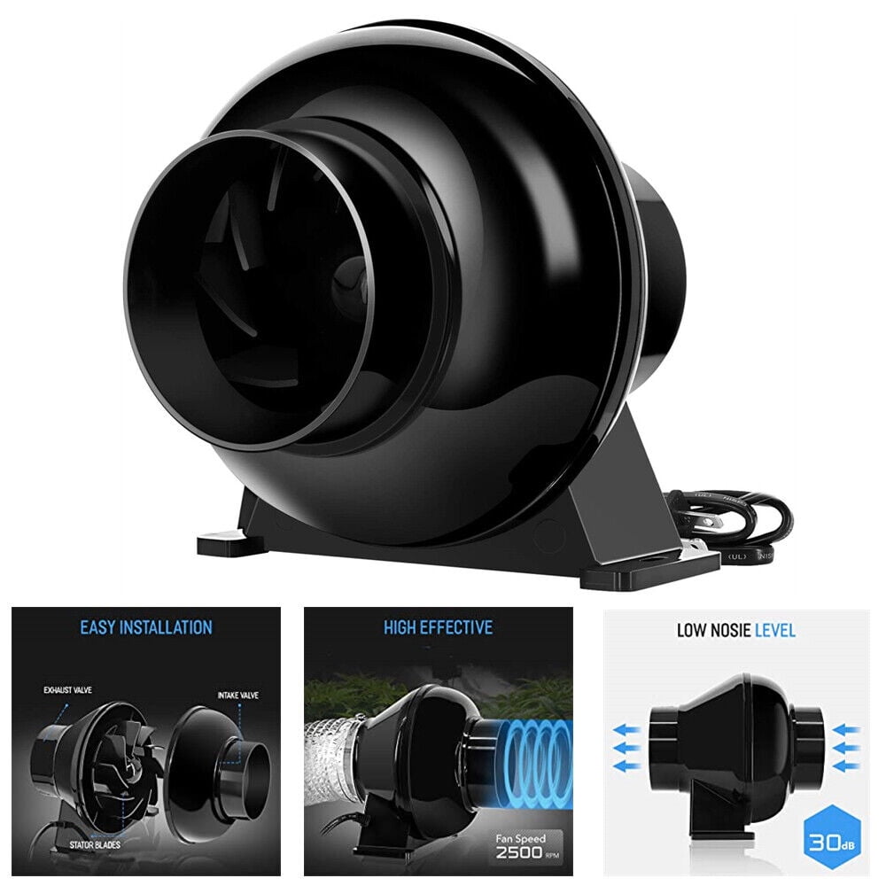 4 Inch 195 CFM Inline Duct Ventilation Fan Air Circulation Vent Blower