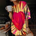 thumbnail image 2 of Blusa informal de manga corta con estampado de manga corta y estampado vintage para mujer Pompotops  hfajkhk126511, 2 of 9