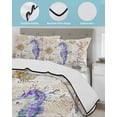 thumbnail image 4 of Coastal Seahorse Twin Size Down Alternative Comforter, Lightweight Comforter Quilt Bedding Set with Pillow Shams Vintage Nautical Summer Beach Starfish All Seasons Bed Comforter Duvet Insert 68"x86", 4 of 7