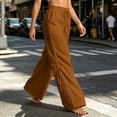 thumbnail image 3 of Lenpel Womens Wide Leg Pants Drawstring High Waist Lounge Ruched Trousers Trendy Side Split Beach Outfits with Pockets, 3 of 5