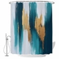 thumbnail image 2 of Abstract Teal Gold Waterproof Fabric Shower Curtain,Green White Wall Art Textured Waterproof Fabric Shower Curtain for Bathroom Curtains Bathtubs Hotel Shower Curtains with 12 Hooks Stall 48x72in, 2 of 8