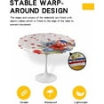thumbnail image 2 of Round Table Cover 36"-44", Waterproof Reusable Table Cloth Round Fitted Vinyl Tablecloth with Elastic Edged for Outdoor Party,Independence Day American Flag Flowers Texture Table Cover, 2 of 4
