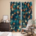 thumbnail image 3 of Teal Orange Abstract Art Kitchen Curtains 96 Inch Length, Geometric Modern Art Grommet Top Bedroom Living Room Curtains, Light Filtering Cafe Curtain Drapes 2 Panels Set 104''x96'', 3 of 9
