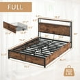 thumbnail image 5 of Lifezone Full Bed Frame with Headboard Charging Station Storage Drawer,Metal Support,Vintage Brown, 5 of 7