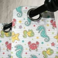 thumbnail image 4 of Ambesonne Cartoon Grommet Curtain, Seahorse Crabs Fish, 50" x 63", Teal Mustard Dark Coral, 4 of 6