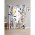 thumbnail image 4 of Sheer Curtains 63 Inches Long 2 Panels, Pastoral Wildflower Abstract Herb Rod Pocket Curtain Voile Draperies, Watercolor Floral Country Light Filtering Window Treatment for Living Room, 4 of 8