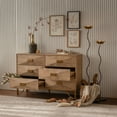 thumbnail image 6 of Noble House 47.24" 6-Drawer Dresser, Geometric Relief Chest with Metal Legs for Bedroom or Living Room, Natural, 6 of 8