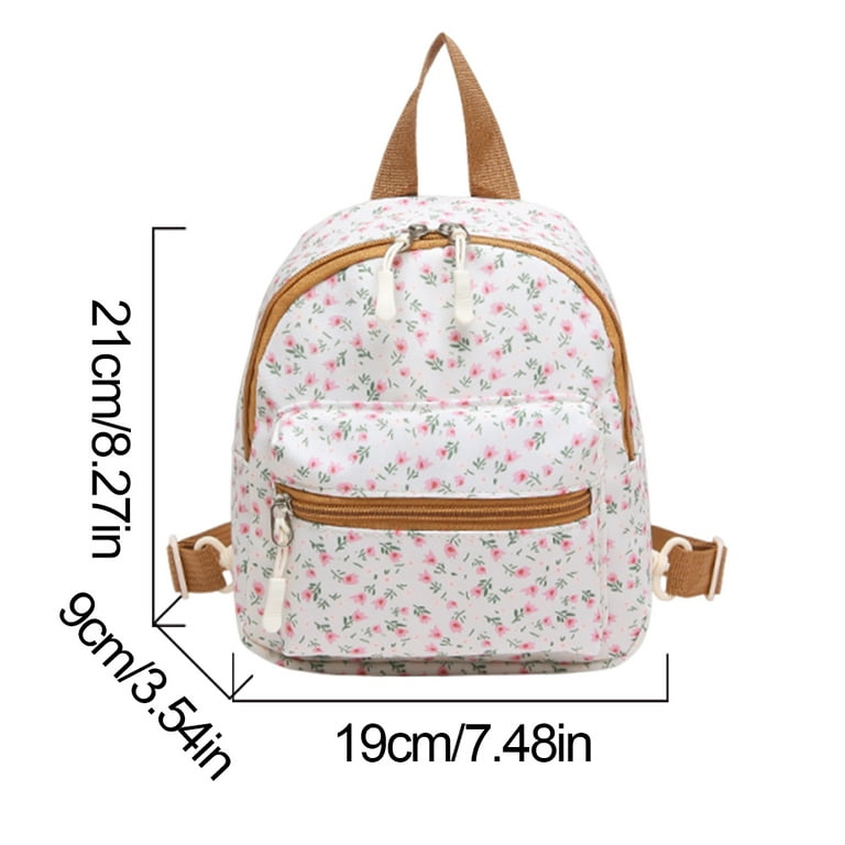 Floral Light Brown Backpack - Casual Everyday Bag Floral Canvas Mini Backpack Purse for Women, Small Casual  main image 4