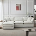 thumbnail image 3 of 105" Modular Sectional Sofa, Comfy Chenille Cloud Couch with Dual-Layer Cushions and Movable Ottoman, Deep Seat L-Shaped Couches for Living Room, Beige, 3 of 9