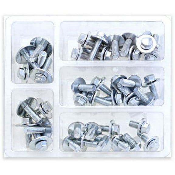 Bolt New 8MM HEX FLANGE BOLT ASSORTMENT W/16MM WASHER 40 PIECE KIT, 024-11600