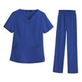 thumbnail image 4 of Conjunto de ropa de trabajo para mujer Fernando uniforme de enfermera Top azul y pantalones talla M, 4 of 7