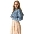 thumbnail image 2 of C'est Toi Women's Juniors Relax Denim Cropped Jean Jacket (S, Medium Denim), 2 of 3