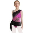 thumbnail image 1 of dPois Combinaison Asymétrique pour Filles Justaucorps de Danse Ballet Rythmique Froncé Rose Vif 14, 1 of 7