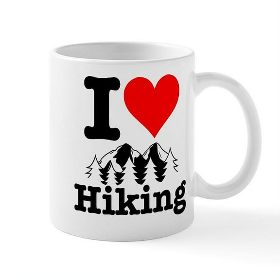 CafePress - I Heart Hiking Mug - 11 oz Ceramic Mug - Novelty Coffee Tea Cup