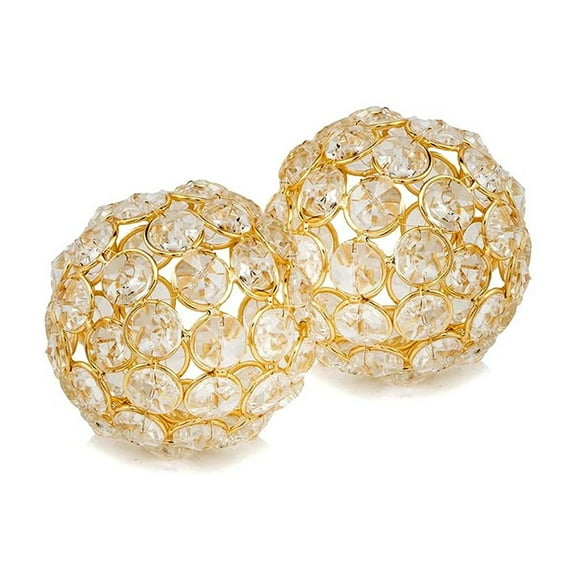 Modern Day Accents Facetas 3" Gold Cristal Spheres - Set of 2
