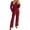 Red, variant on Women's 2025 Fall Two Piece Suits Set Casual Business Long Sleeve Blazer Jacket Wide Leg Pants Work Outfits Sets