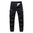 thumbnail image 2 of UVEASISHA Pantalon de Travail pour Hommes à Multiples Poches Grande Taille Coupe Droite Pantalon Cargo Extérieur Léger Pantalon de Randonnée Taille Extensible Pantalon à Cordon Liquidation Ventes Aujourd'hui Aubaines Noir 3TG, 2 of 9