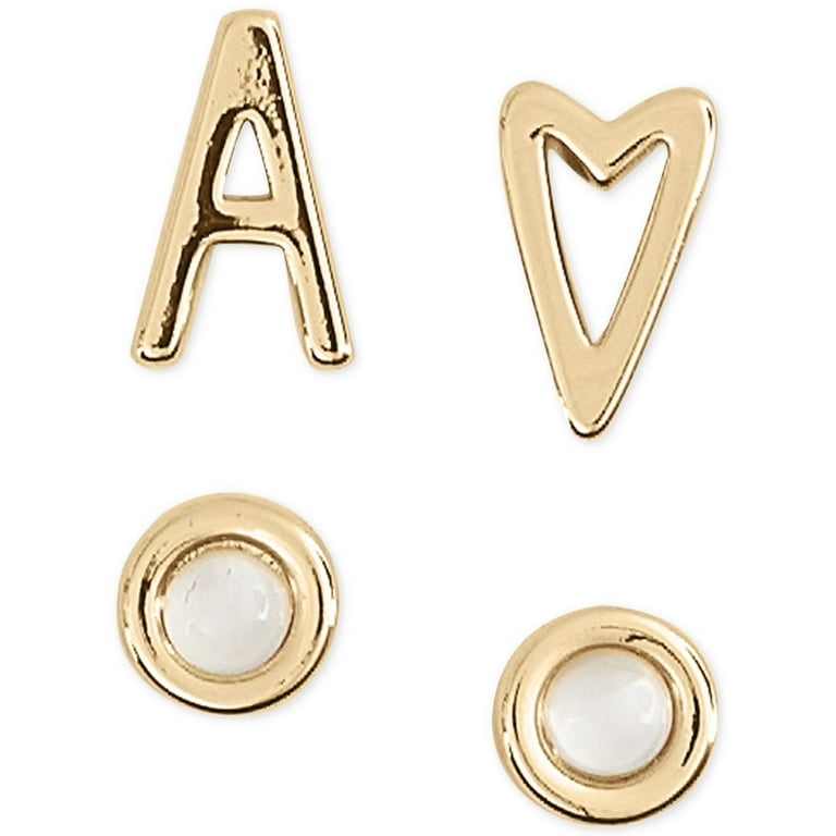 Lucky Brand Gold-Tone 4-Pc. Set Initial Mismatch Stud Earrings