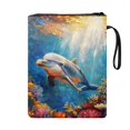 thumbnail image 2 of HELLHERO Polyester Fabric Book Cover for Women Gift Bag for Office Decorative Design Ocean Dolphin Theme, 2 of 8