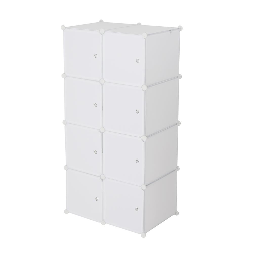 Ktaxon DIY Closet Clothes Organizer Storage Shelves 8-Cube, Portable Wardrobe W/Doors Hanging Rod,Modular Bookcase Organizers Unit