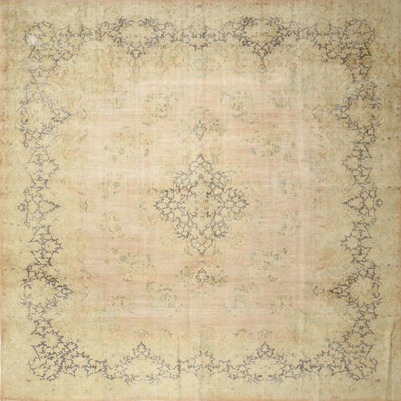 Ahgly Company Machine Washable Indoor Square Traditional Brown Gold Area Rugs, 6' Square
