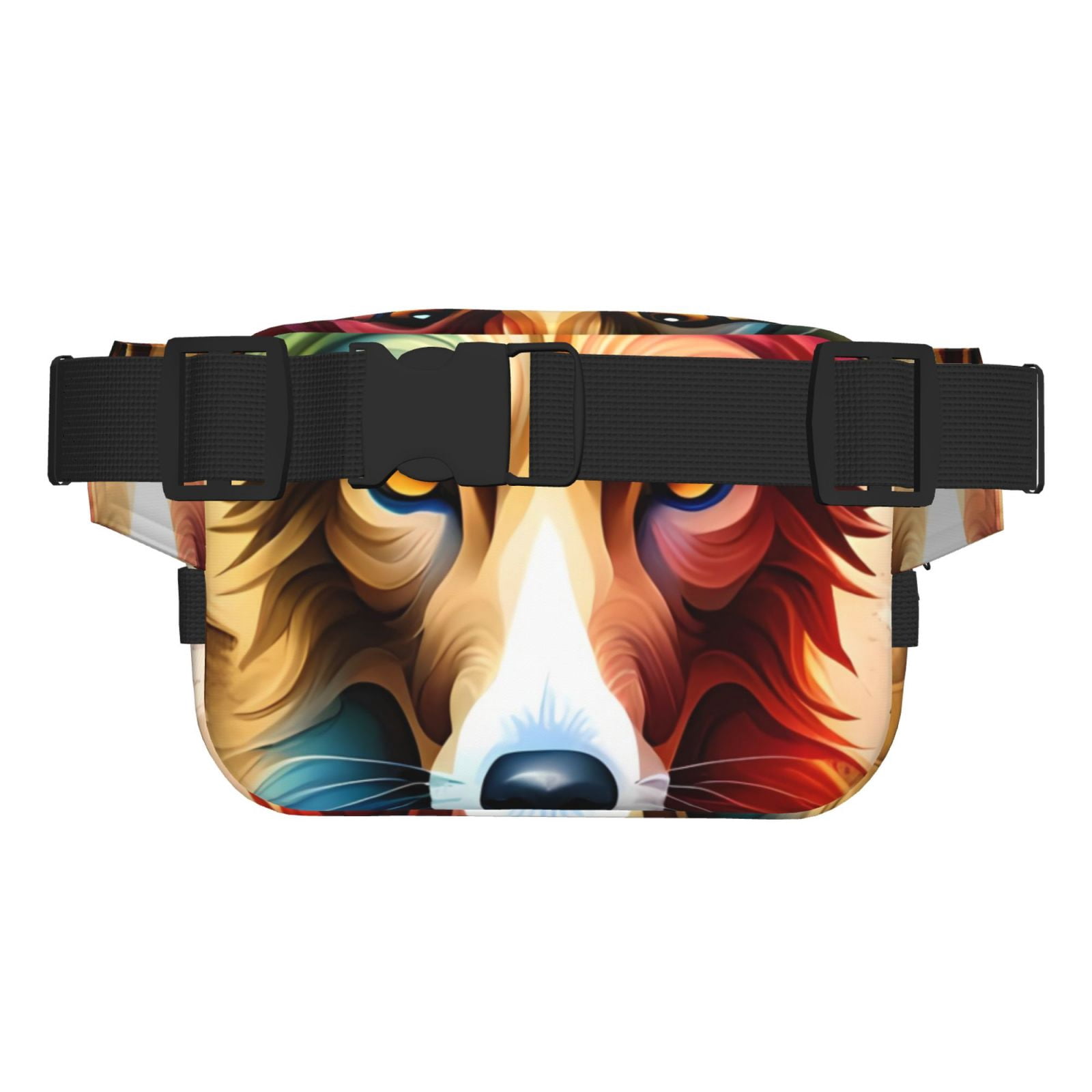 Picia Colorful Art Dog Print Square Double-Layer Waist Bag Mini Adjustable Waist Belt Bag Exercise Running Travel Hiking