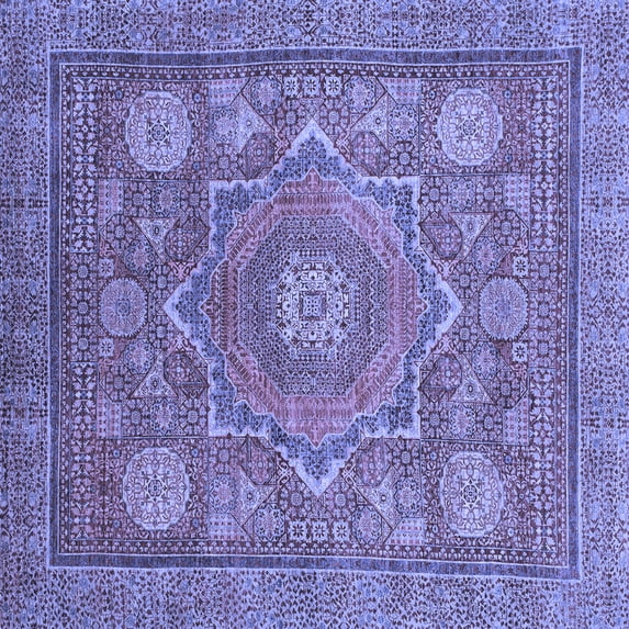 Ahgly Company Indoor Square Abstract Blue Modern Area Rugs, 8' Square