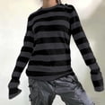 thumbnail image 2 of Womens Teen Girls Striped Long Sleeve Tops 2026 Trendy Color Block Crew Neck Oversized Tops Loose Pullover y2K Shirt, 2 of 8