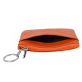 thumbnail image 3 of Monedero de piel auténtica para mujer, minimonedero con llavero, color naranja, 3 of 5