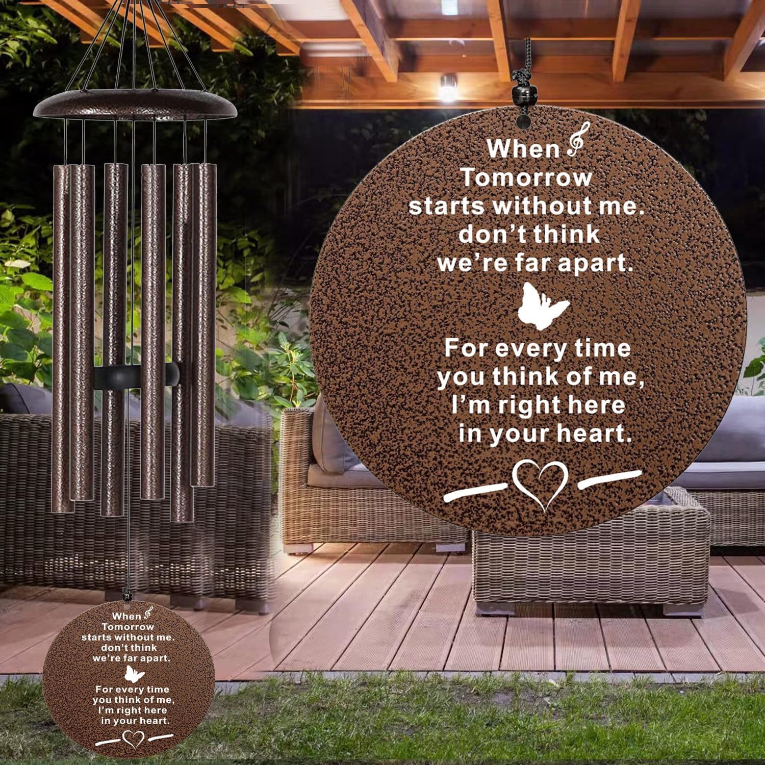 The Wind Chime CO Memorial Wind Chimes, 40" Inch Sympathy Wind Chimes Gift for The Loss of A Loved one, Home Decor Outdoor Garden, Soothing Melodic Tones