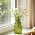 thumbnail image 4 of MYUNNIL Pinecone Shaped Glass Vase, 6" Conical Transparent Embossed Glass Flower Vase, Fall Farmhouse Floral Accessory for Home Mantel Table Office Shelf Decor, Green, 4 of 7