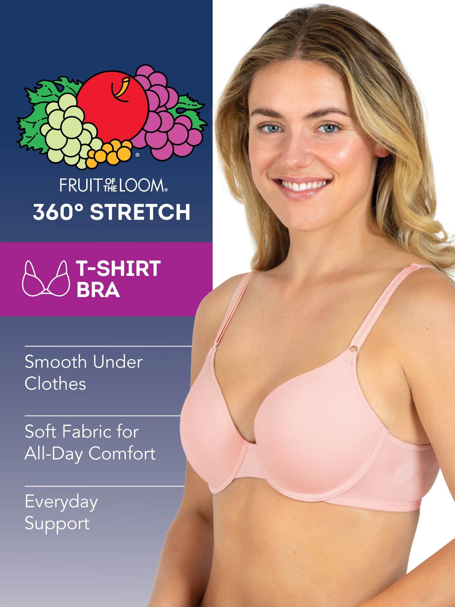Fruit of the Loom Women's T-Shirt Bra 2 Pack, Style FT938, Sizes M to XXL