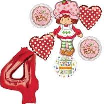 Anagram 4th Birthday Party Supplies Strawberry Girl Shortcake Jumbo Shape Balloon Bouquet Decorations