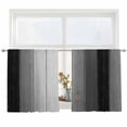 thumbnail image 2 of Black Gray Ombre Semi Sheer Window Curtains 54 Inches Long, Vintage Country Wooden Rod Pocket Voile Silky Chiffon Curtain Light Filtering Drapes for Living Room, Kitchen, Bedroom, 52"x54", 2 Panels, 2 of 9